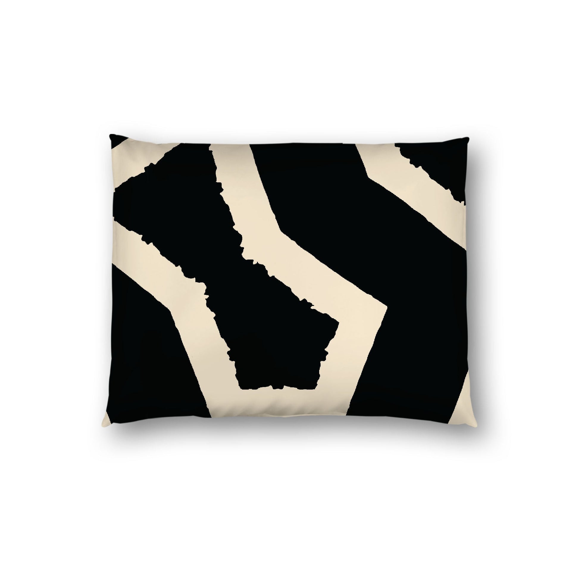 Black Cotton Sateen Sham, Bold Beige Graphic on Front, White Reverse Side, Standard - 20 x 26 inches