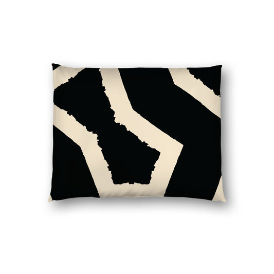 Black Cotton Sateen Sham, Bold Beige Graphic on Front, White Reverse Side, Standard - 20 x 26 inches