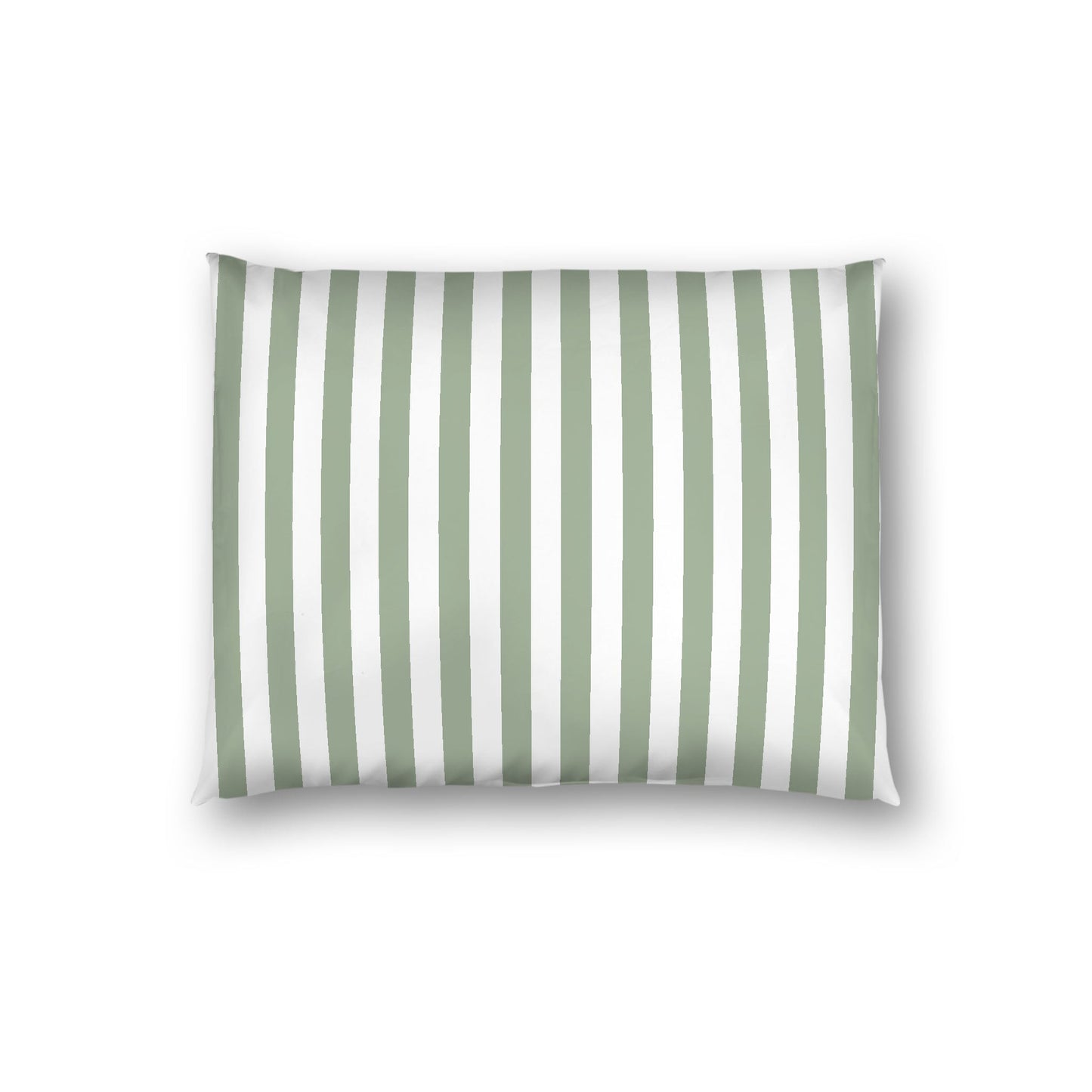 Off-white Cotton Sateen Sham, Green Bars on Front, White Reverse Side, Standard - 20 x 26 inches