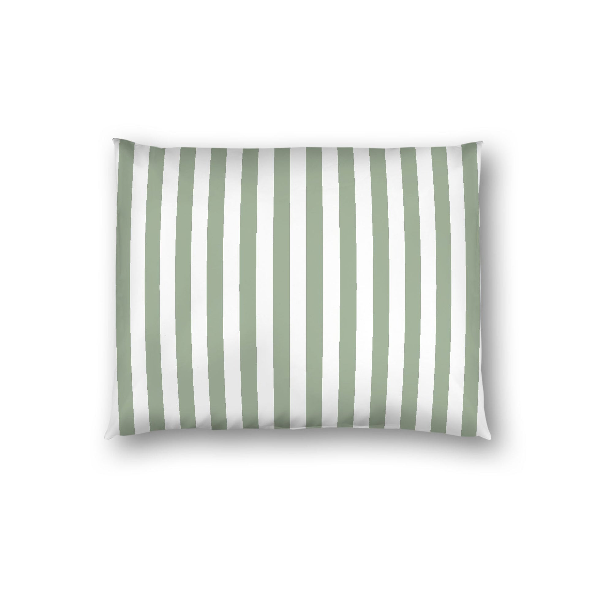 Off-white Cotton Sateen Sham, Green Bars on Front, White Reverse Side, Standard - 20 x 26 inches