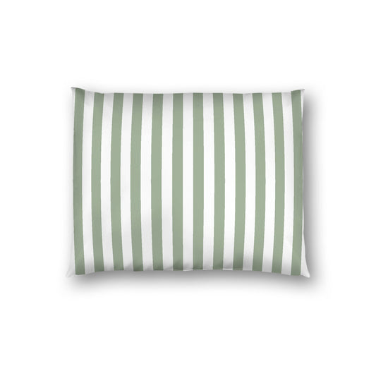 Off-white Cotton Sateen Sham, Green Bars on Front, White Reverse Side, Standard - 20 x 26 inches
