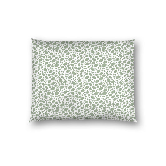 Off-white Cotton Sateen Pillow Sham, Green Hand-painted Dab Motif Print, Off-white Revese Side, Standard - 20 x 26 inches
