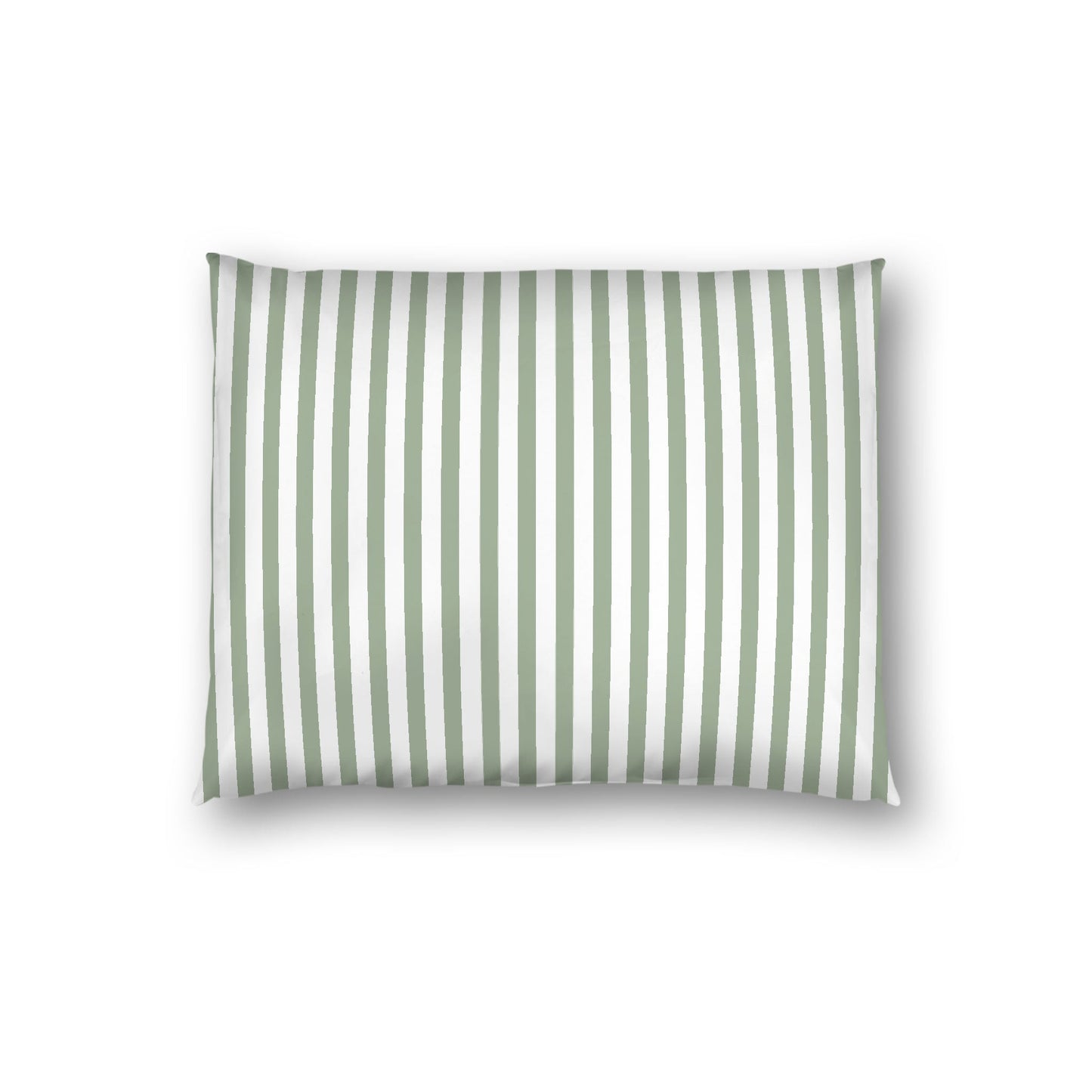 Off-white Cotton Sateen Sham, Thin Green Bars on Front, White Reverse Side, Standard - 20 x 26 inches