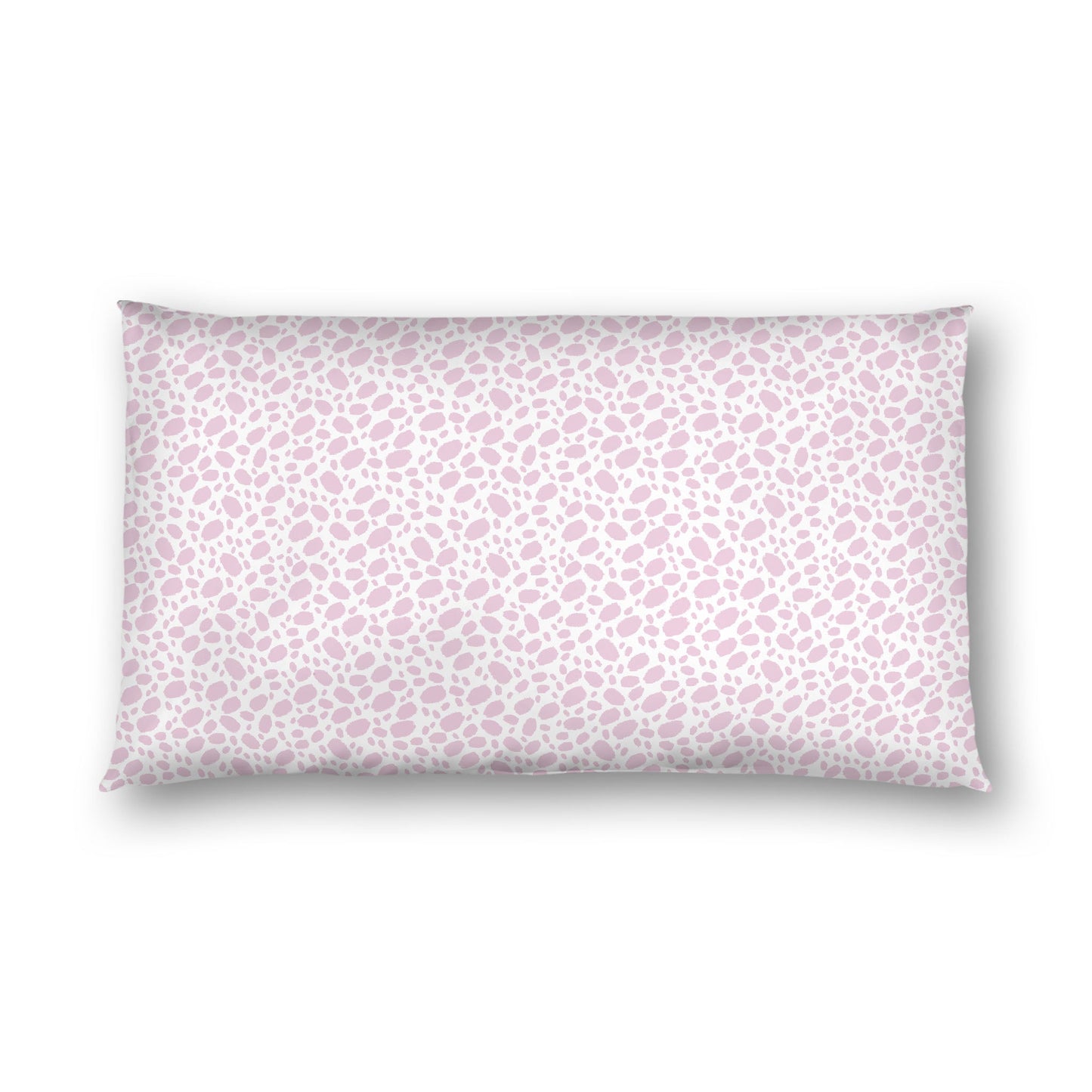 Off-white Cotton Sateen Pillow Sham, Pink Hand-painted Dab Motif Print, Off-white Revese Side, King - 20 x 36 inches