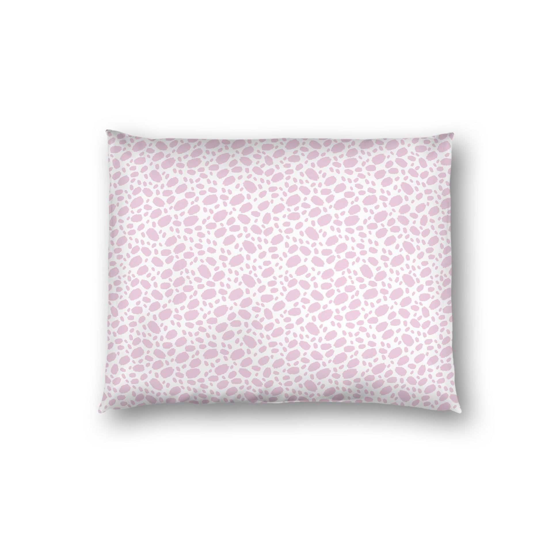 Off-white Cotton Sateen Pillow Sham, Pink Hand-painted Dab Motif Print, Off-white Revese Side, Standard - 20 x 26 inches