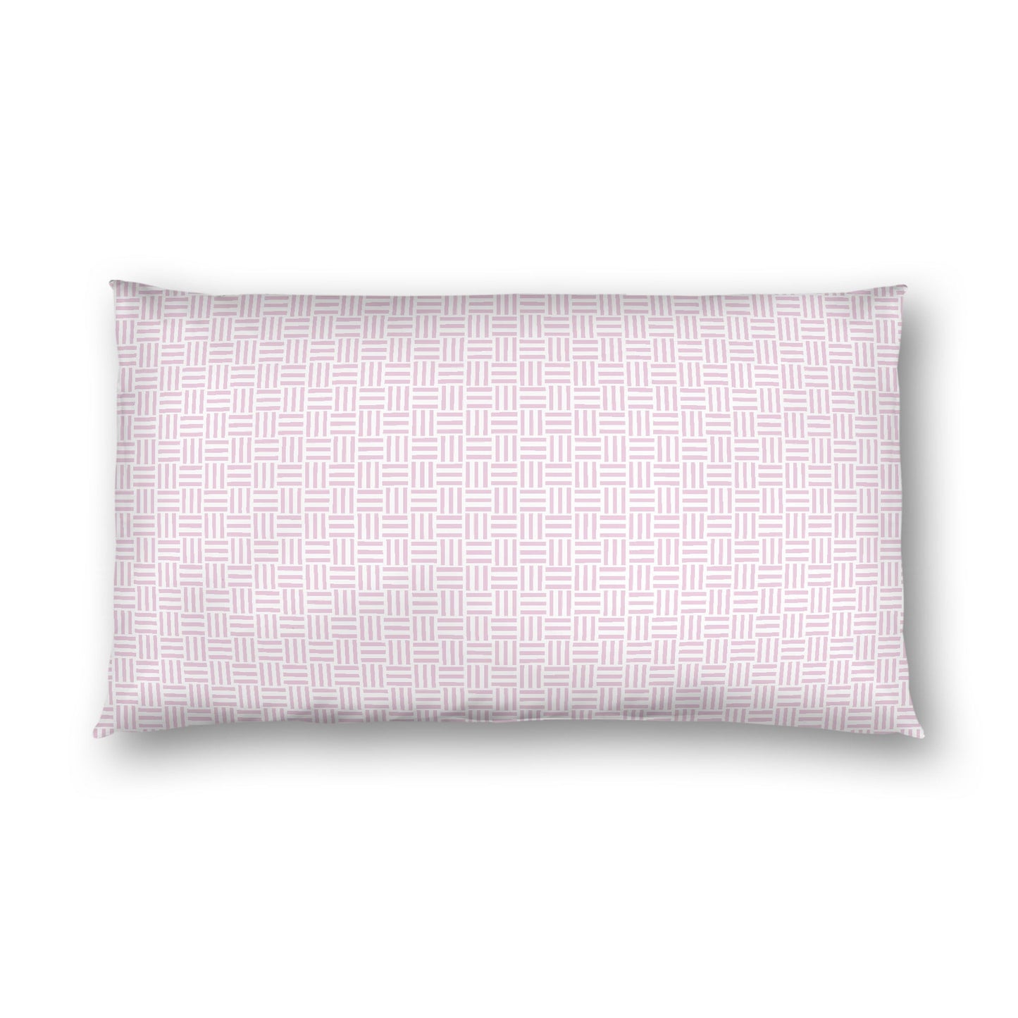 Off-white Cotton Sateen Pillow Sham, Pink Single Weave Motif Print, White Reverse Side, King - 20 x 36 inches