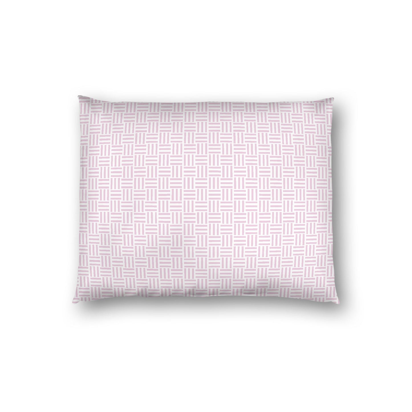 Off-white Cotton Sateen Pillow Sham, Pink Single Weave Motif Print, White Reverse Side, Standard - 20 x 26 inches