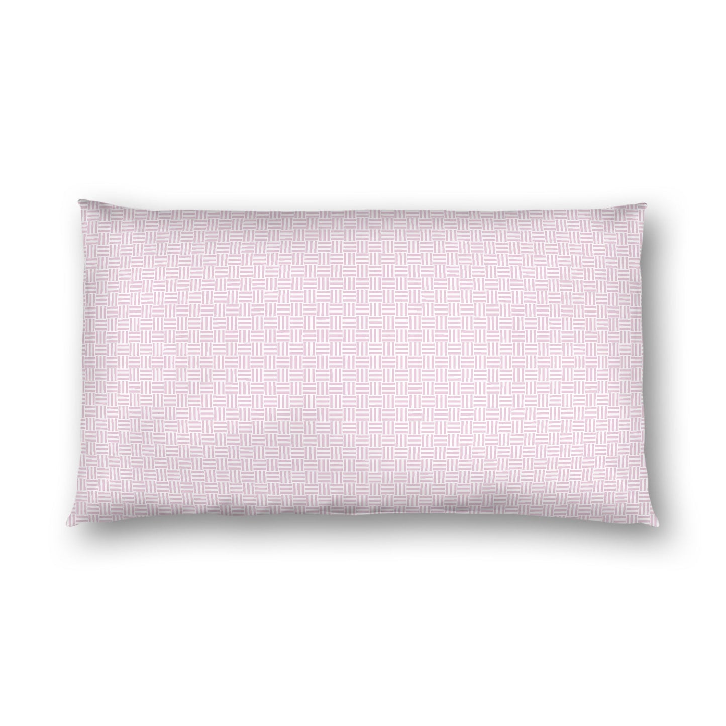 Off-white Cotton Sateen Pillow Sham, Pink Double Weave Motif Print, White Reverse Side, King - 20 x 36 inches