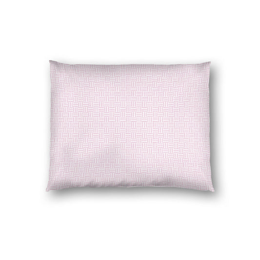 Off-white Cotton Sateen Pillow Sham, Pink Double Weave Motif Print, White Reverse Side, Standard - 20 x 26 inches