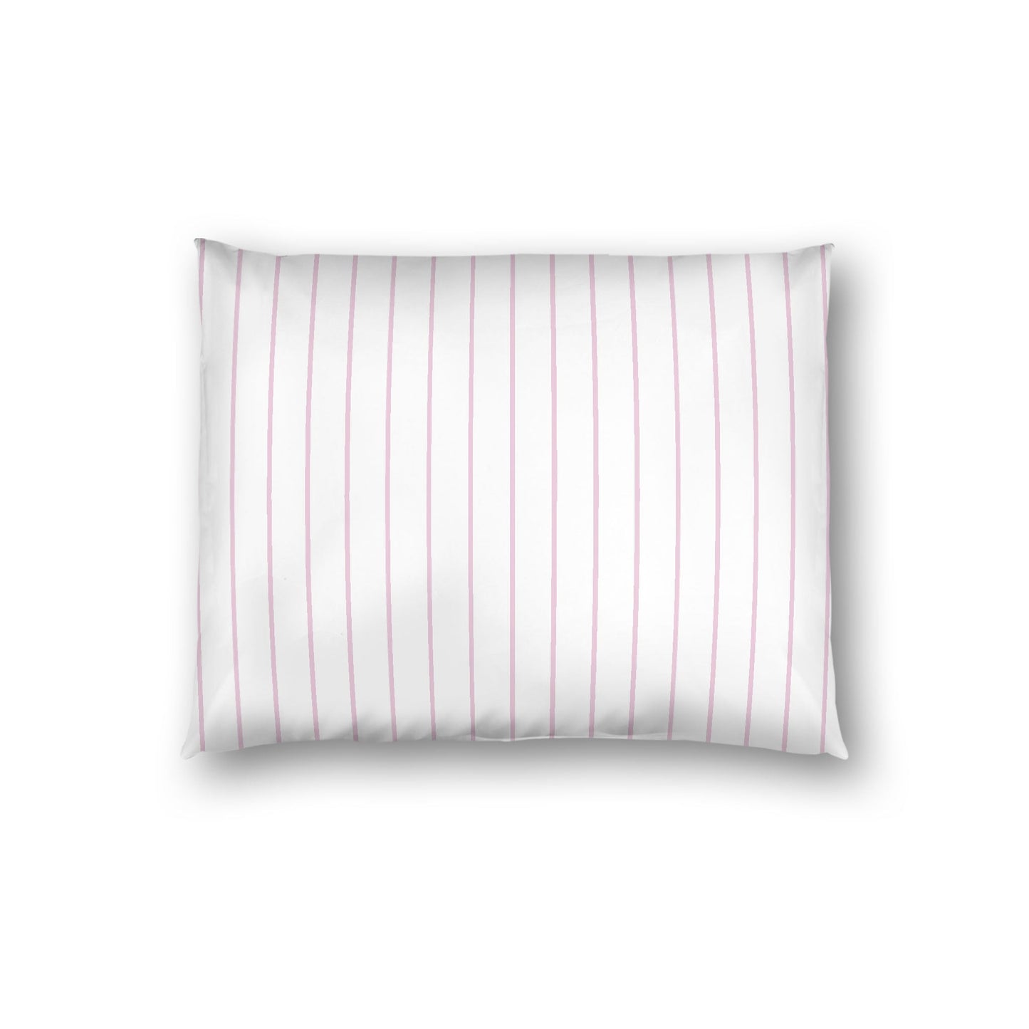 Off-white Cotton Sateen Sham, Pink Stripes on Front, White Reverse Side, Standard - 20 x 26 inches