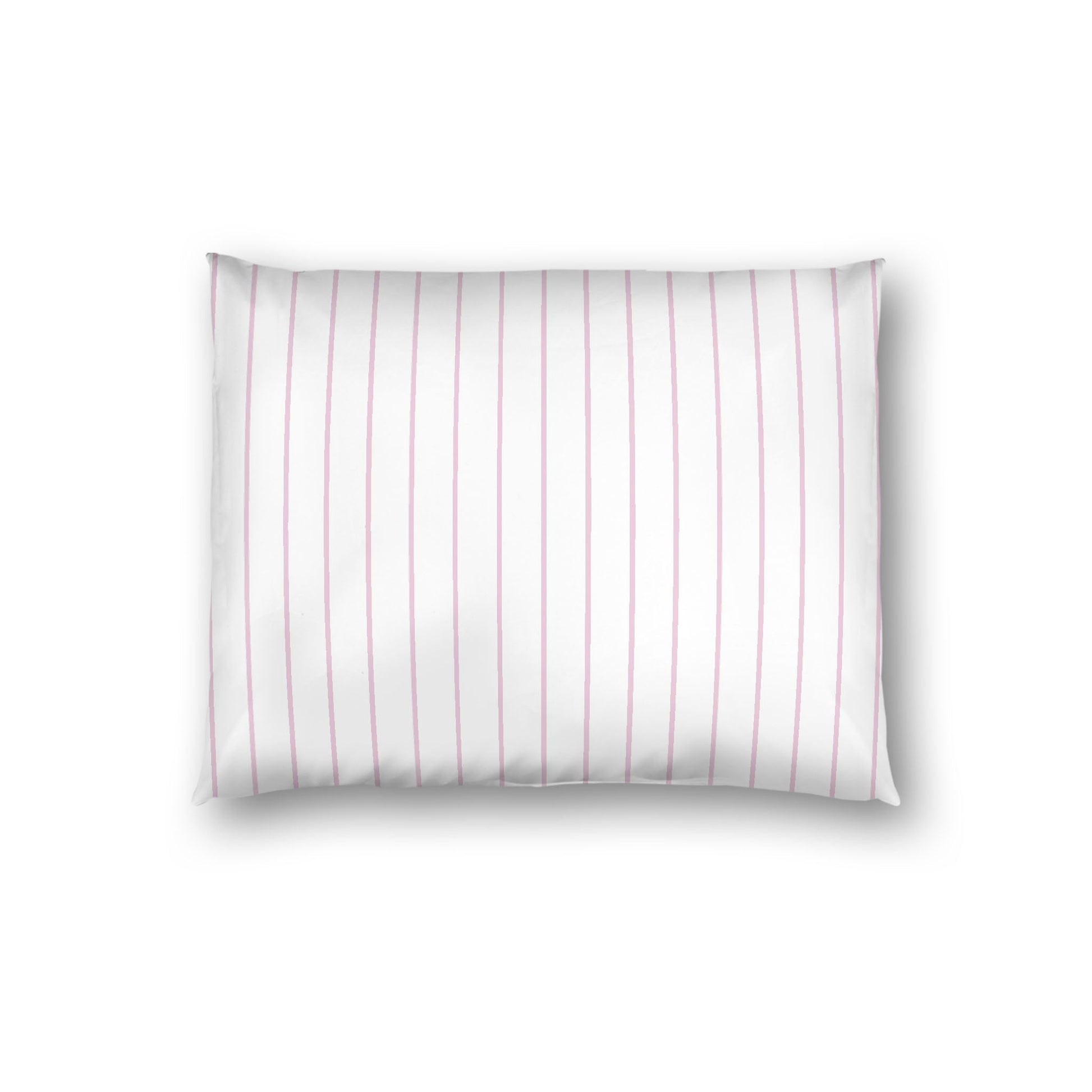 Off-white Cotton Sateen Sham, Pink Stripes on Front, White Reverse Side, Standard - 20 x 26 inches