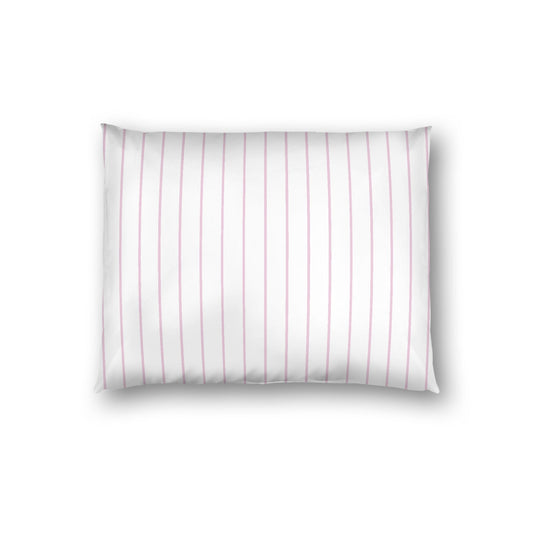 Off-white Cotton Sateen Sham, Pink Stripes on Front, White Reverse Side, Standard - 20 x 26 inches