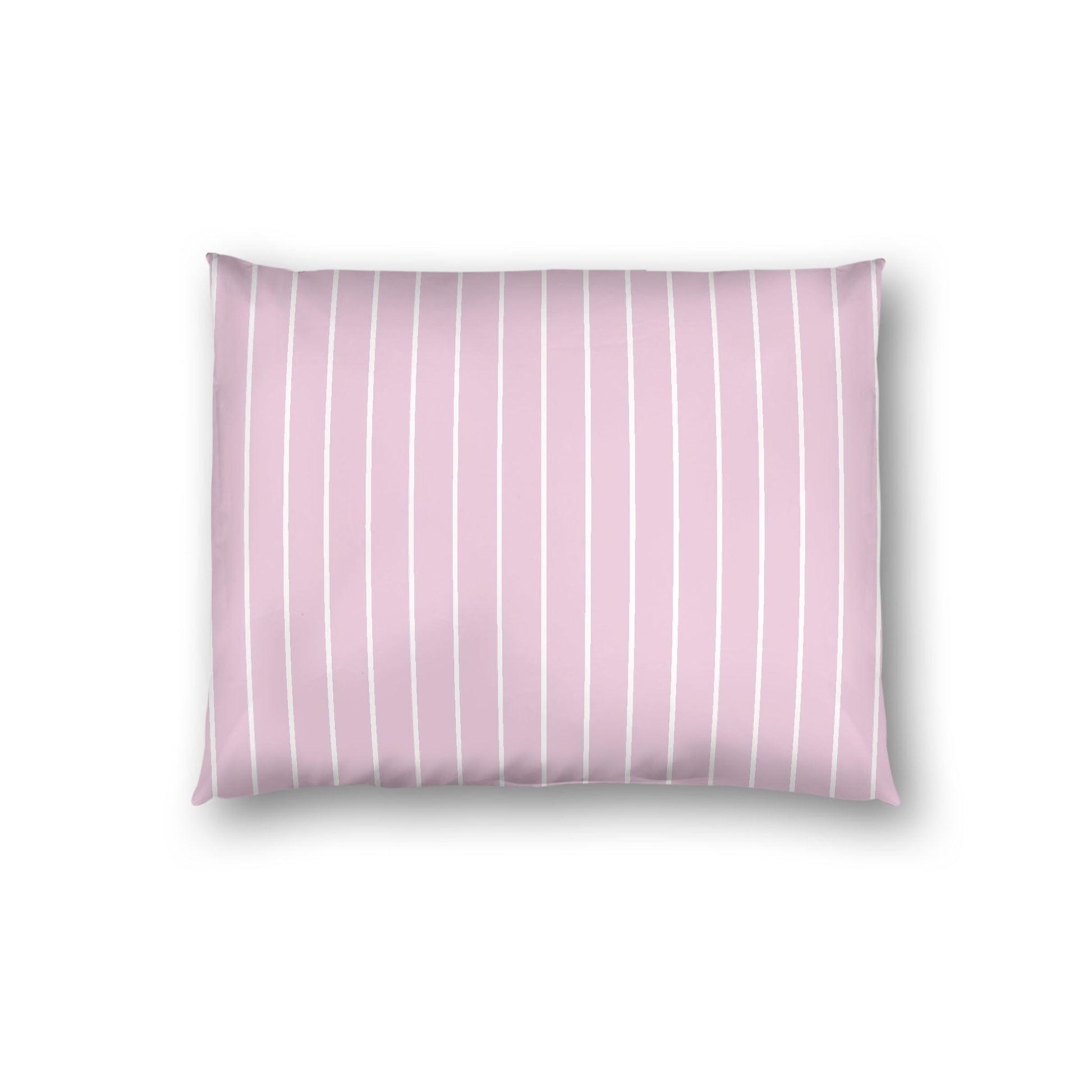 Pink Cotton Sateen Sham, Off-white Stripes on Front, White Reverse Side, Standard - 20 x 26 inches
