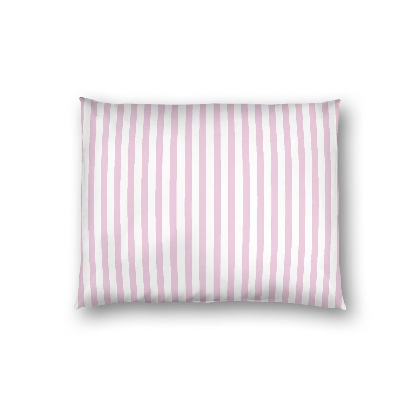 Off-white Cotton Sateen Sham, Thin Pink Bars on Front, White Reverse Side, Standard - 20 x 26 inches