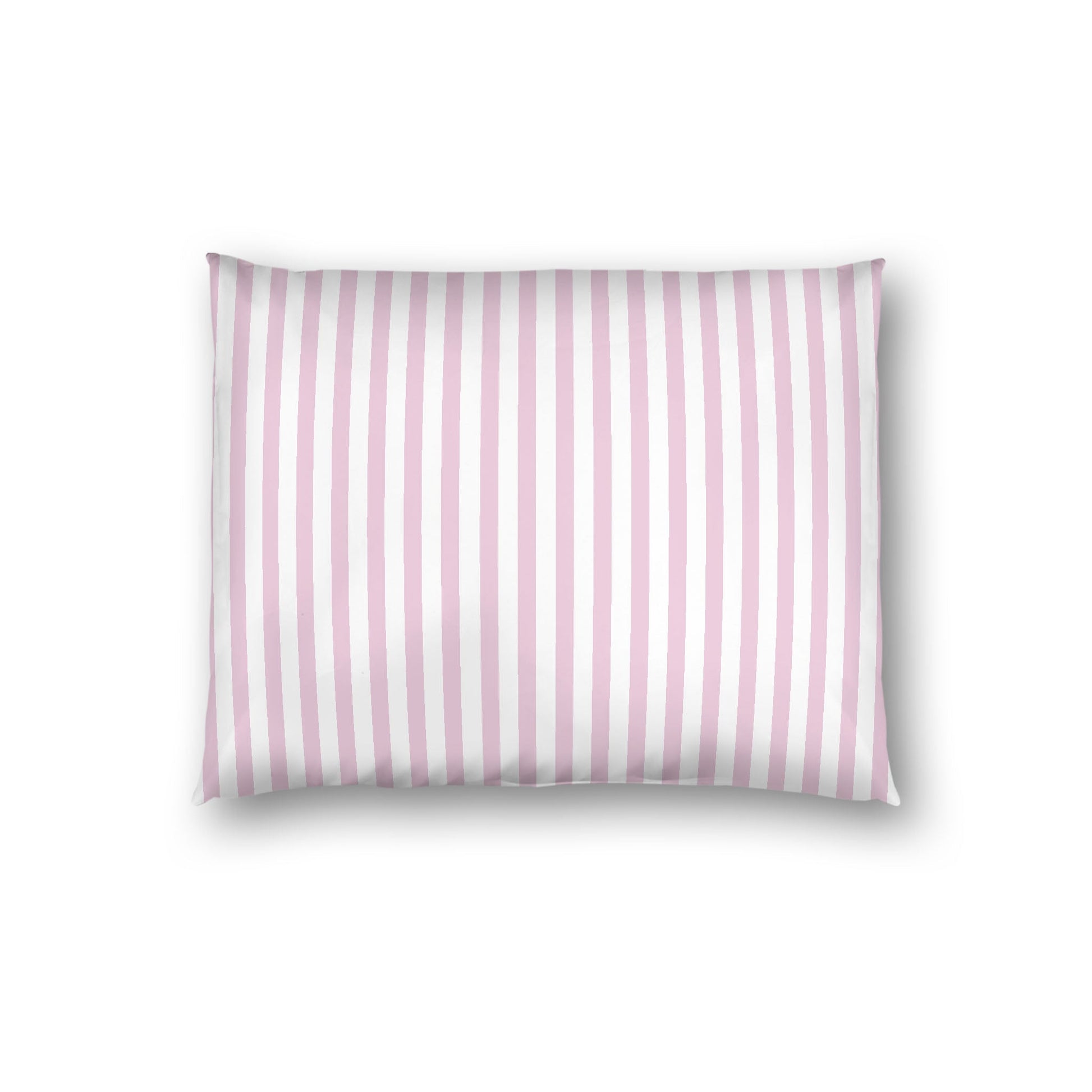 Off-white Cotton Sateen Sham, Thin Pink Bars on Front, White Reverse Side, Standard - 20 x 26 inches
