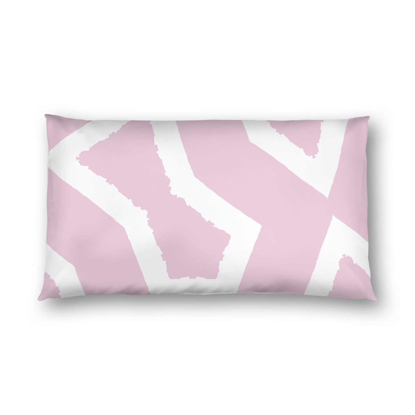 Pink Cotton Sateen Sham, Bold Off-white Graphic on Front, White Reverse Side, King - 20 x 36 inches