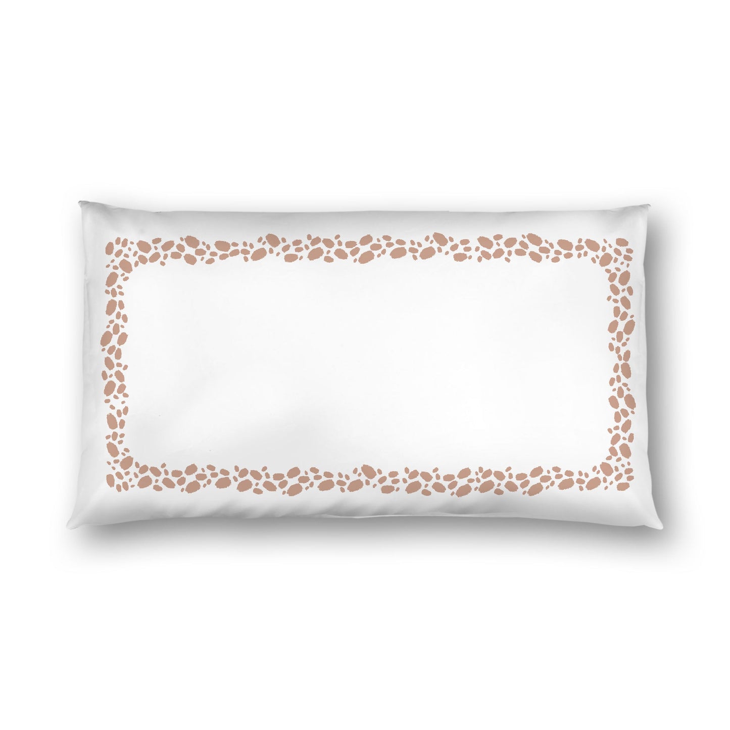 Off-white Cotton Sateen Pillow Sham, Salmon Hand-painted Dab Motif Print, Classic Border, White Reverse Side, King - 20 x 36 inches