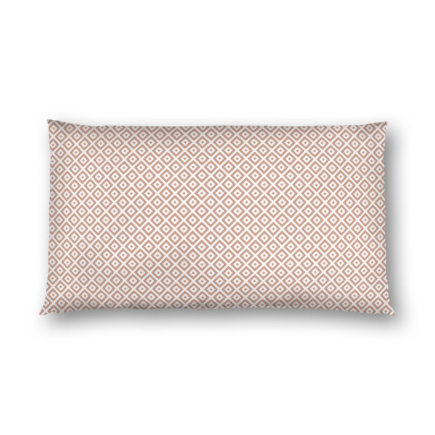 Off-white Cotton Sateen Pillow Sham, Salmon Repeating Square Motif Print, Off-white Revese Side, King - 20 x 36 inches
