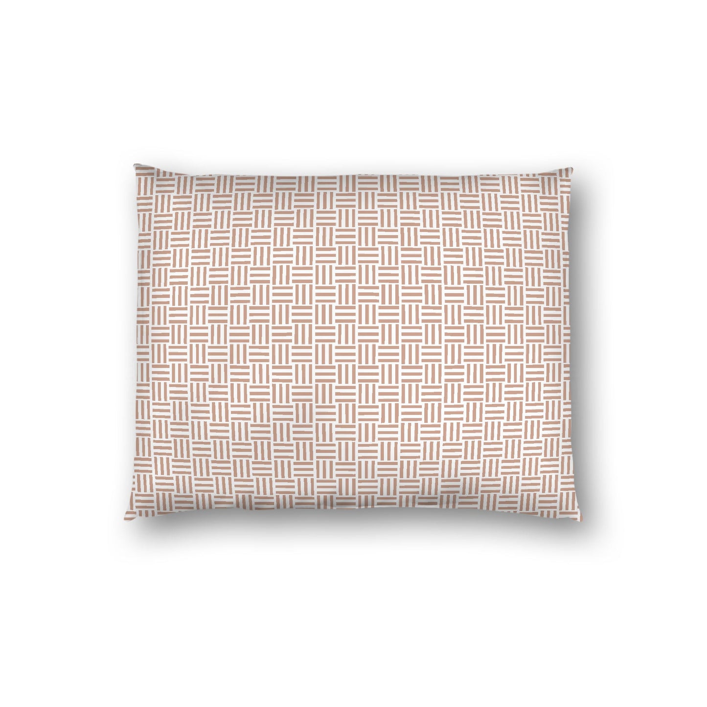 Off-white Cotton Sateen Pillow Sham, Salmon Single Weave Motif Print, White Reverse Side, Standard - 20 x 26 inches
