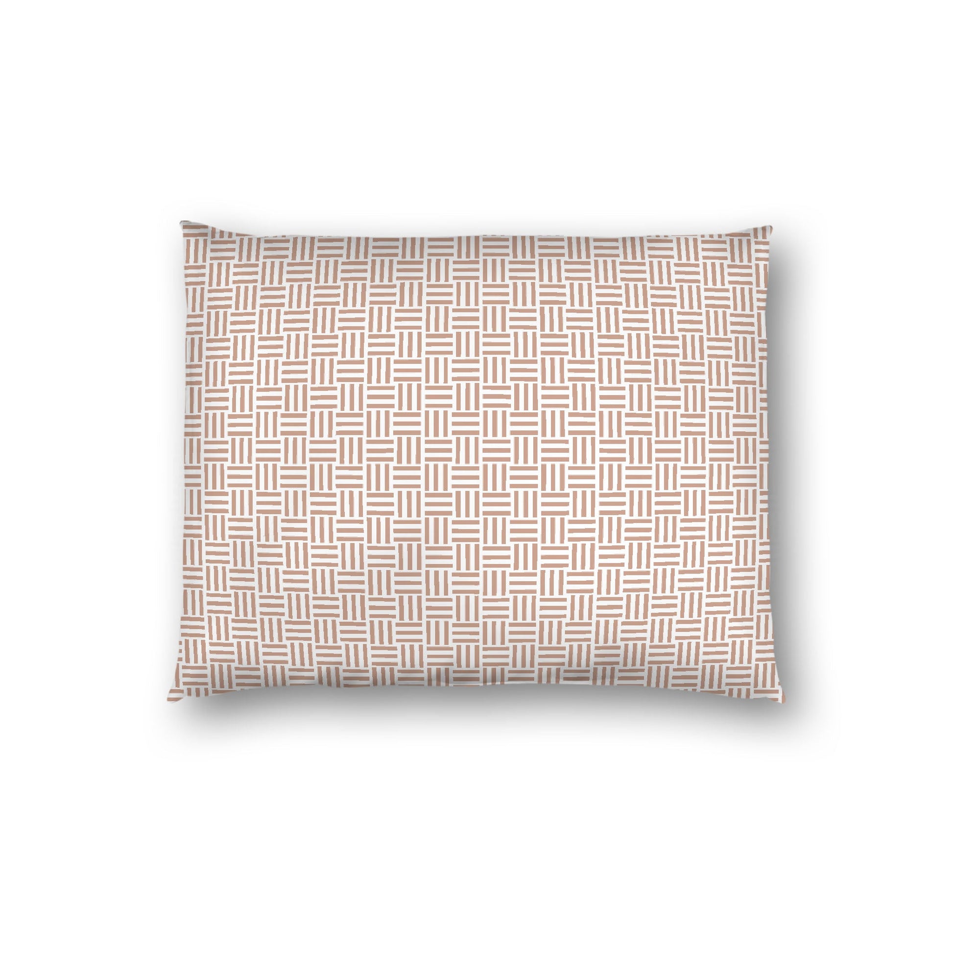 Off-white Cotton Sateen Pillow Sham, Salmon Single Weave Motif Print, White Reverse Side, Standard - 20 x 26 inches