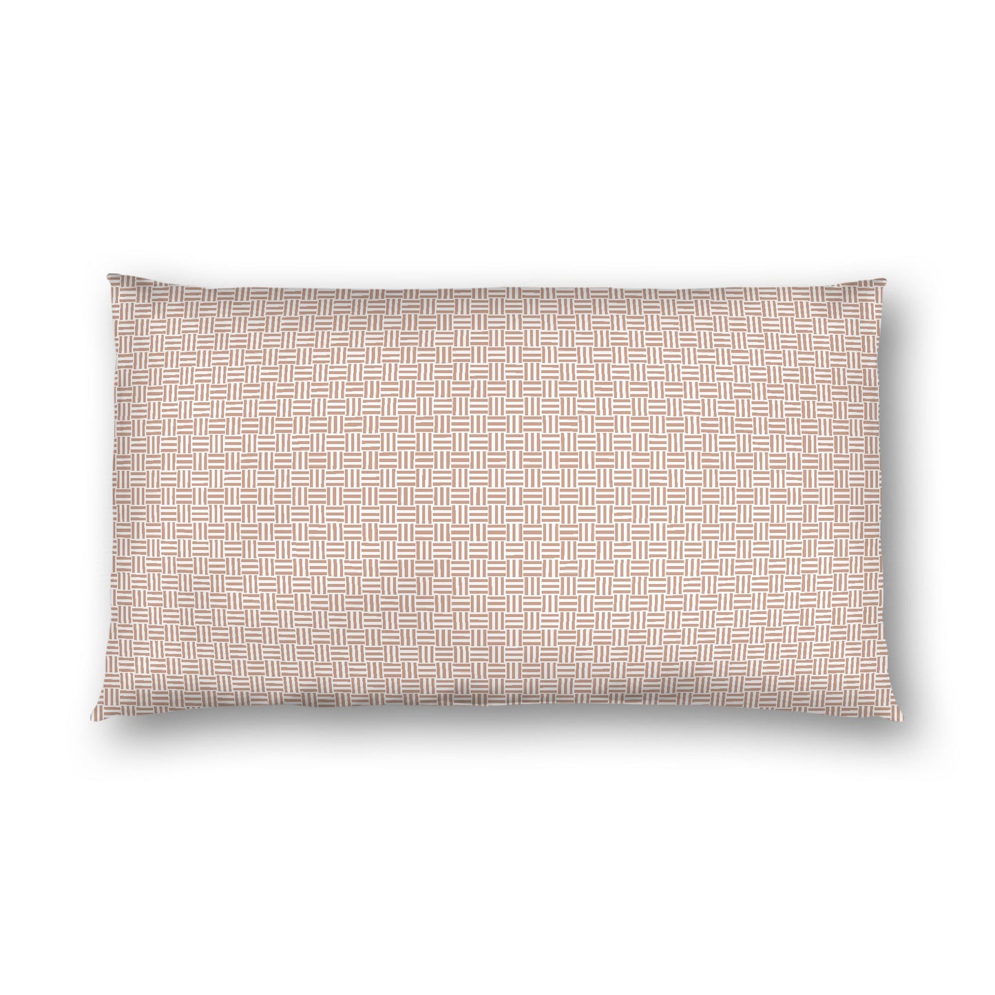 Off-white Cotton Sateen Pillow Sham, Salmon Double Weave Motif Print, White Reverse Side, King - 20 x 36 inches