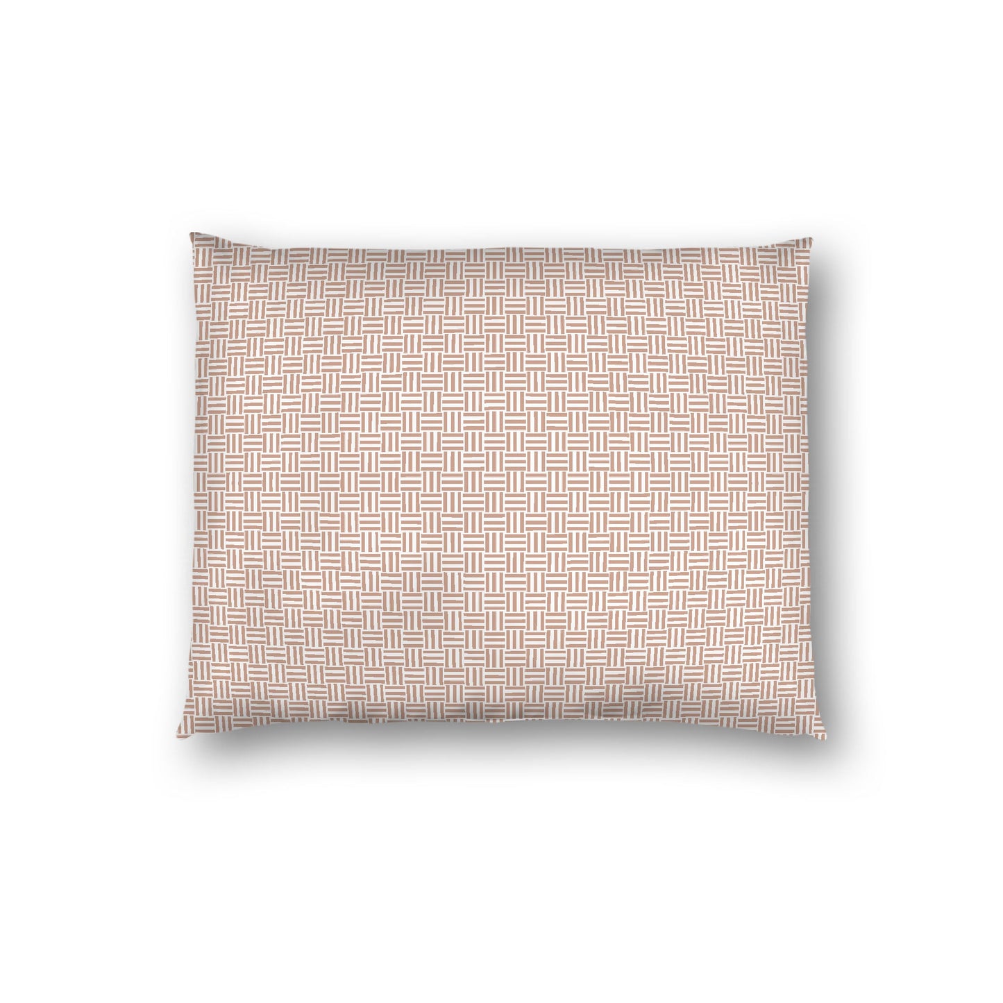 Off-white Cotton Sateen Pillow Sham, Salmon Double Weave Motif Print, White Reverse Side, Standard - 20 x 26 inches