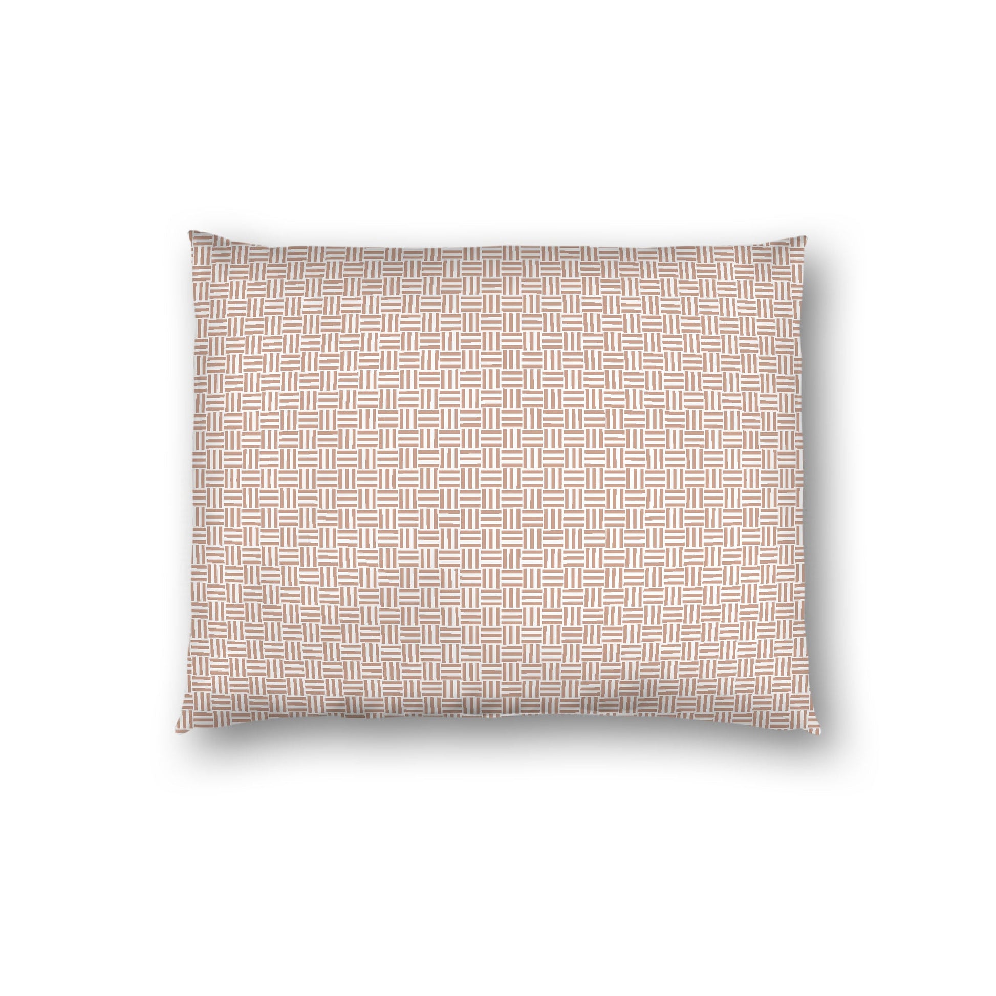 Off-white Cotton Sateen Pillow Sham, Salmon Double Weave Motif Print, White Reverse Side, Standard - 20 x 26 inches