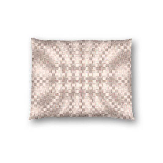 Off-white Cotton Sateen Pillow Sham, Salmon Double Weave Motif Print, White Reverse Side, Standard - 20 x 26 inches