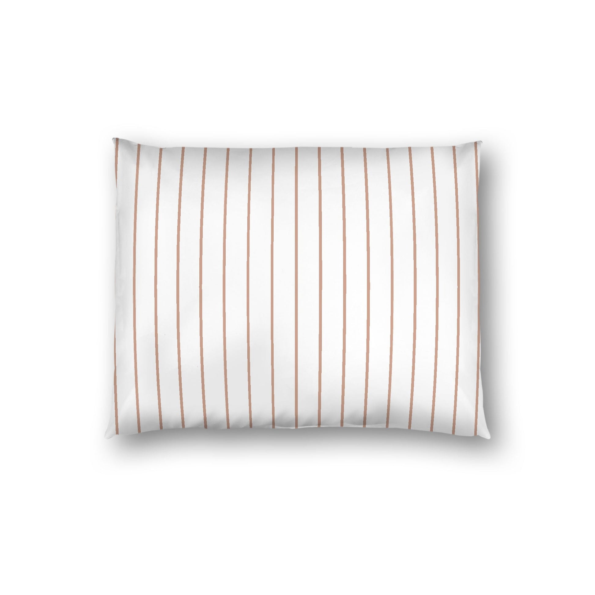 Off-white Cotton Sateen Sham, Salmon Stripes on Front, White Reverse Side, Standard - 20 x 26 inches