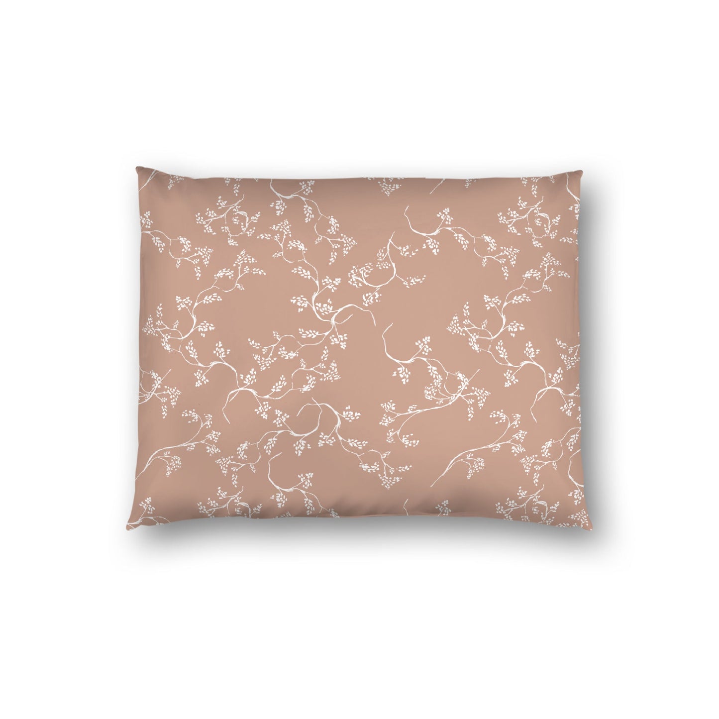 Salmon Cotton Sateen Pillow Sham, Off-white Vine Print on Front, White Reverse Side, Standard - 20 x 26 inches