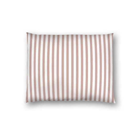 Off-white Cotton Sateen Sham, Thin Salmon Bars on Front, White Reverse Side, Standard - 20 x 26 inches
