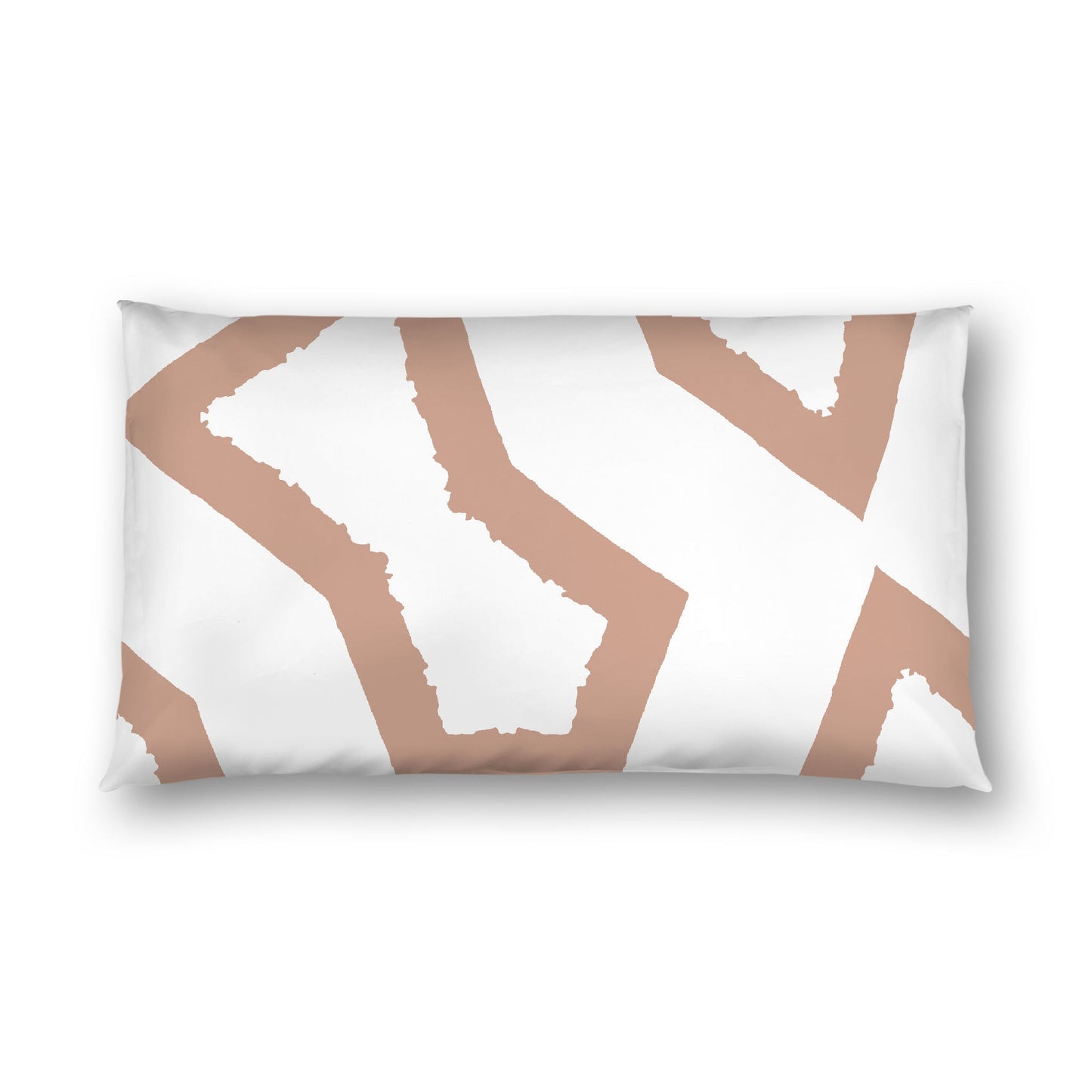 Off-white Cotton Sateen Sham, Bold Salmon Graphic on Front, White Reverse Side, King - 20 x 36 inches