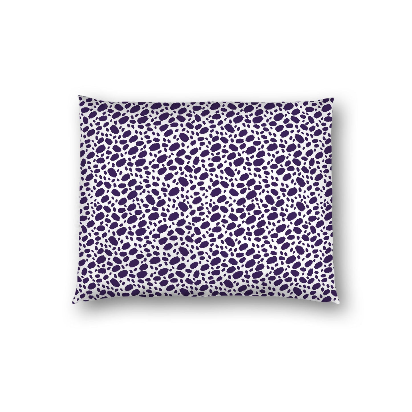 Off-white Cotton Sateen Pillow Sham, Purple Hand-painted Dab Motif Print, Off-white Revese Side, Standard - 20 x 26 inches