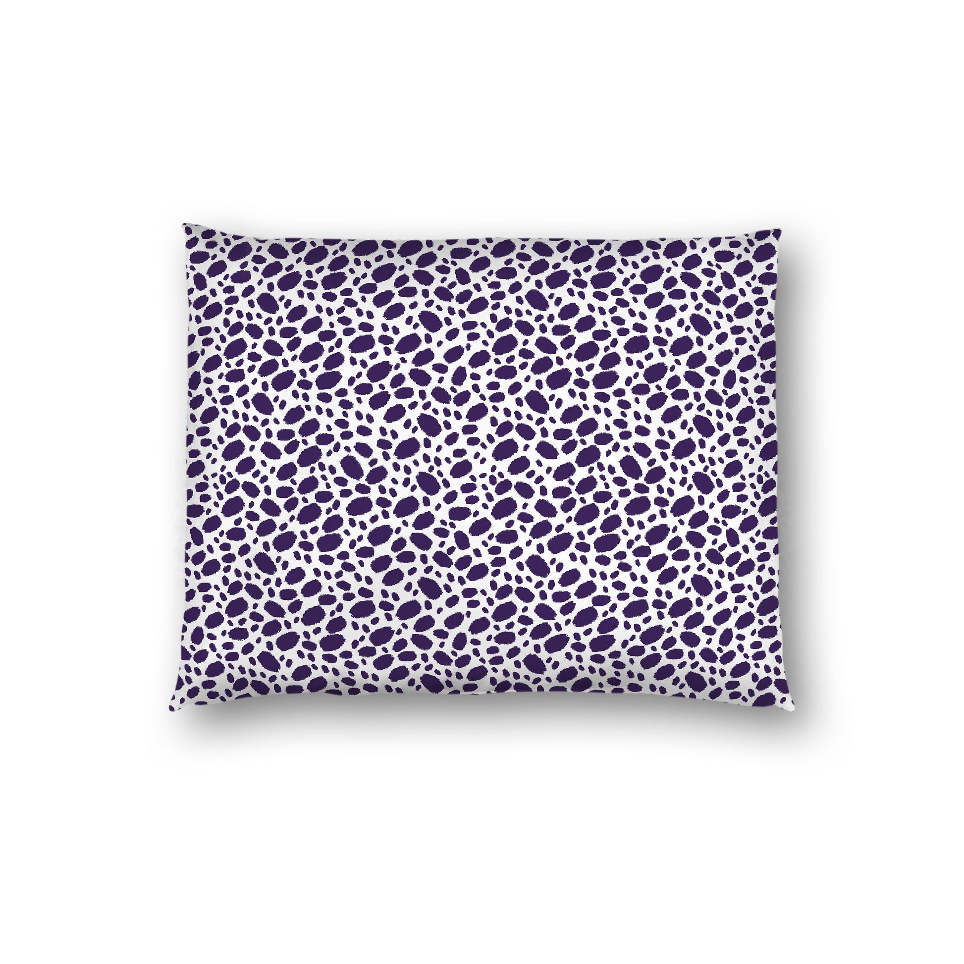 Off-white Cotton Sateen Pillow Sham, Purple Hand-painted Dab Motif Print, Off-white Revese Side, Standard - 20 x 26 inches