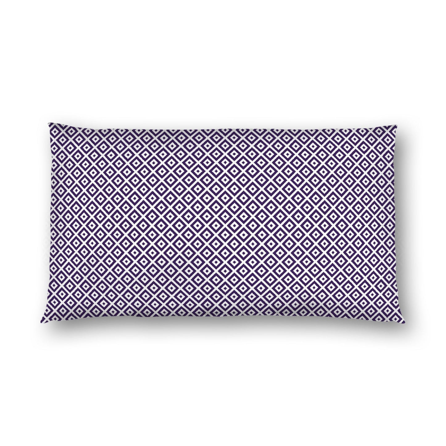 Off-white Cotton Sateen Pillow Sham, Purple Repeating Square Motif Print, Off-white Revese Side, King - 20 x 36 inches