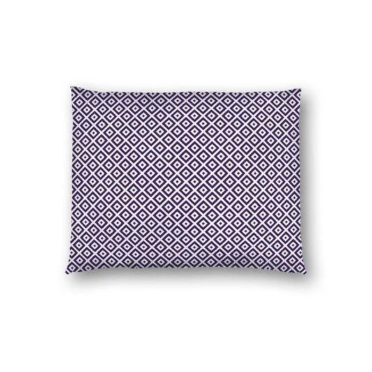 Off-white Cotton Sateen Pillow Sham, Purple Repeating Square Motif Print, Off-white Revese Side, Standard - 20 x 26 inches