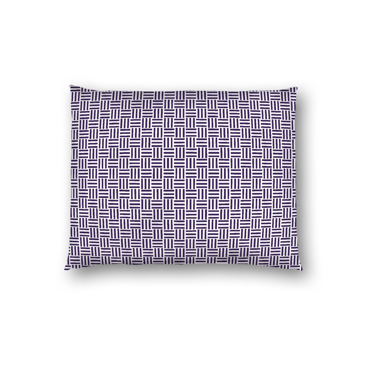Off-white Cotton Sateen Pillow Sham, Purple Single Weave Motif Print, White Reverse Side, Standard - 20 x 26 inches