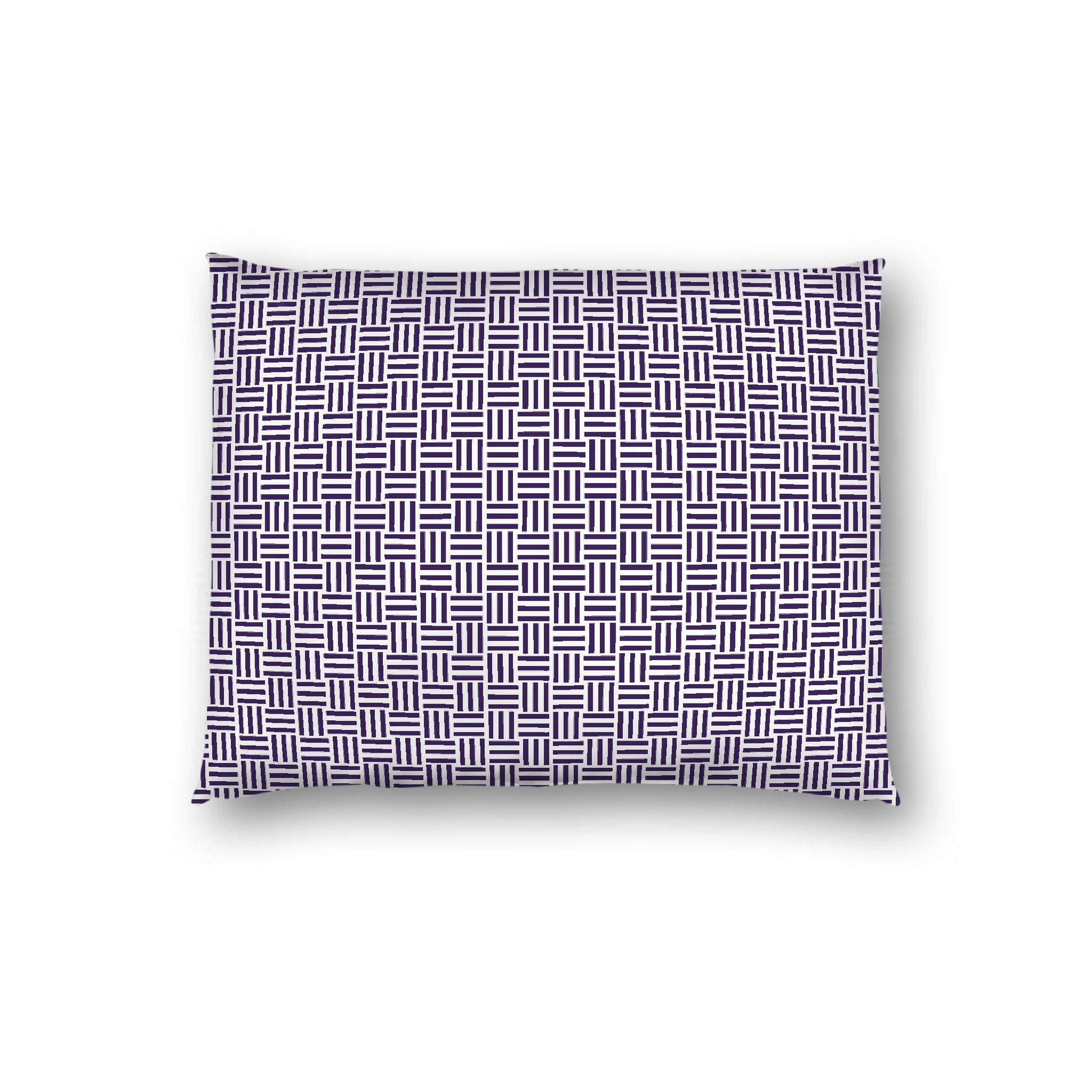 Off-white Cotton Sateen Pillow Sham, Purple Single Weave Motif Print, White Reverse Side, Standard - 20 x 26 inches
