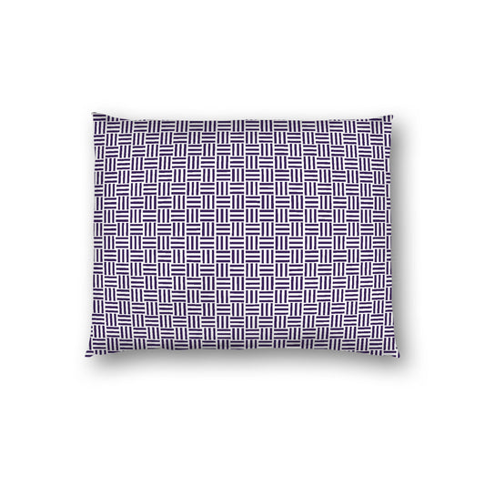 Off-white Cotton Sateen Pillow Sham, Purple Single Weave Motif Print, White Reverse Side, Standard - 20 x 26 inches
