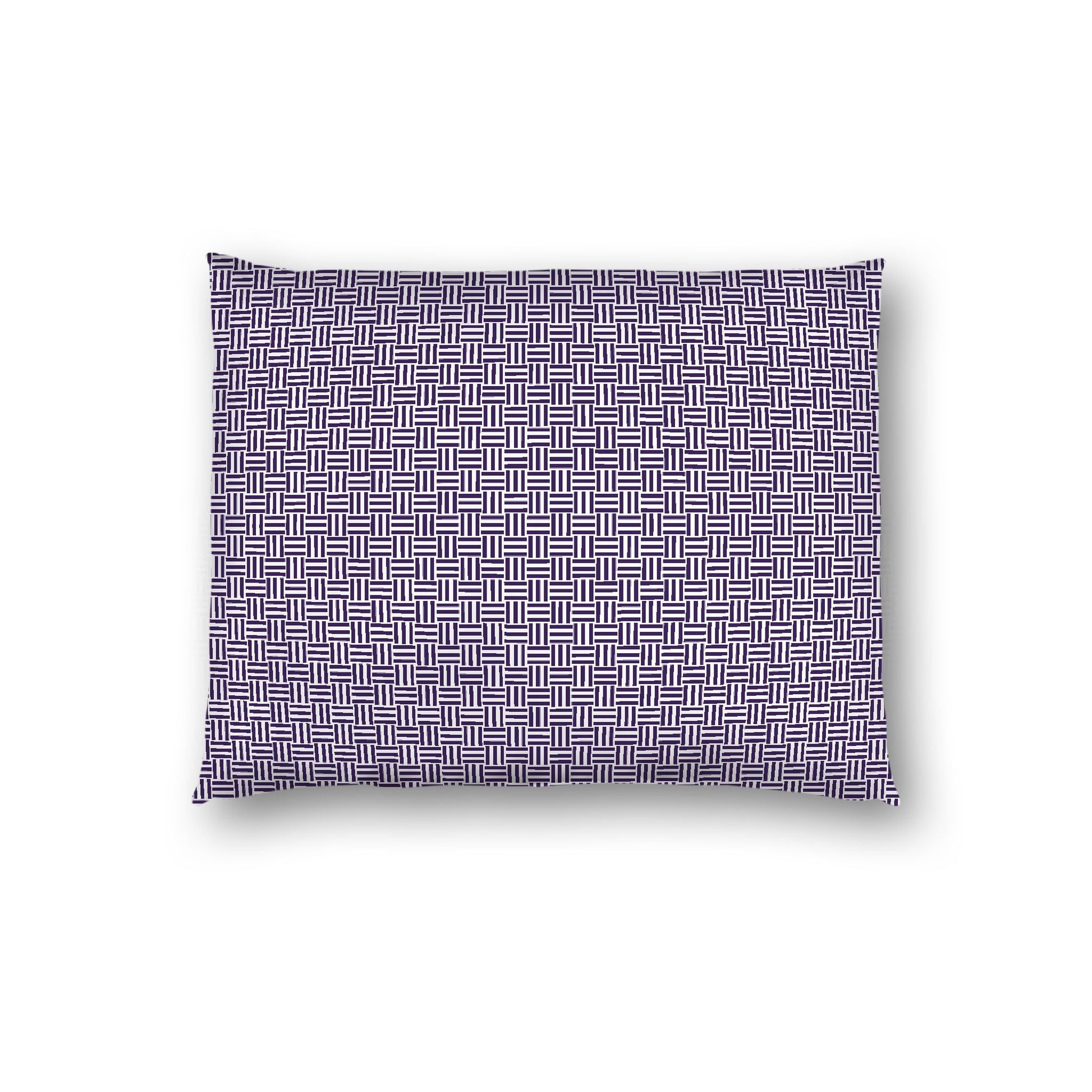 Off-white Cotton Sateen Pillow Sham, Purple Double Weave Motif Print, White Reverse Side, Standard - 20 x 26 inches