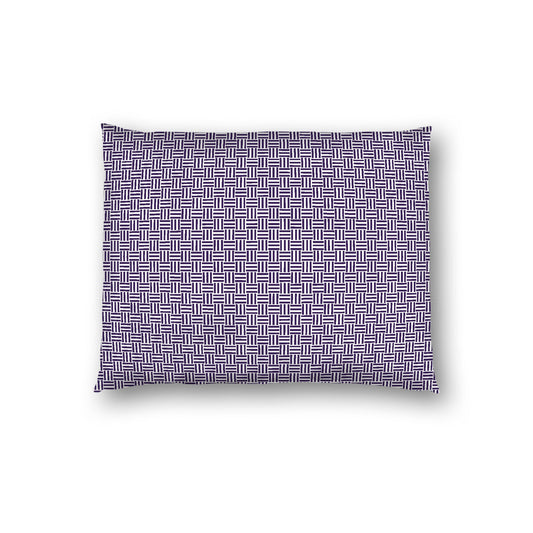 Off-white Cotton Sateen Pillow Sham, Purple Double Weave Motif Print, White Reverse Side, Standard - 20 x 26 inches
