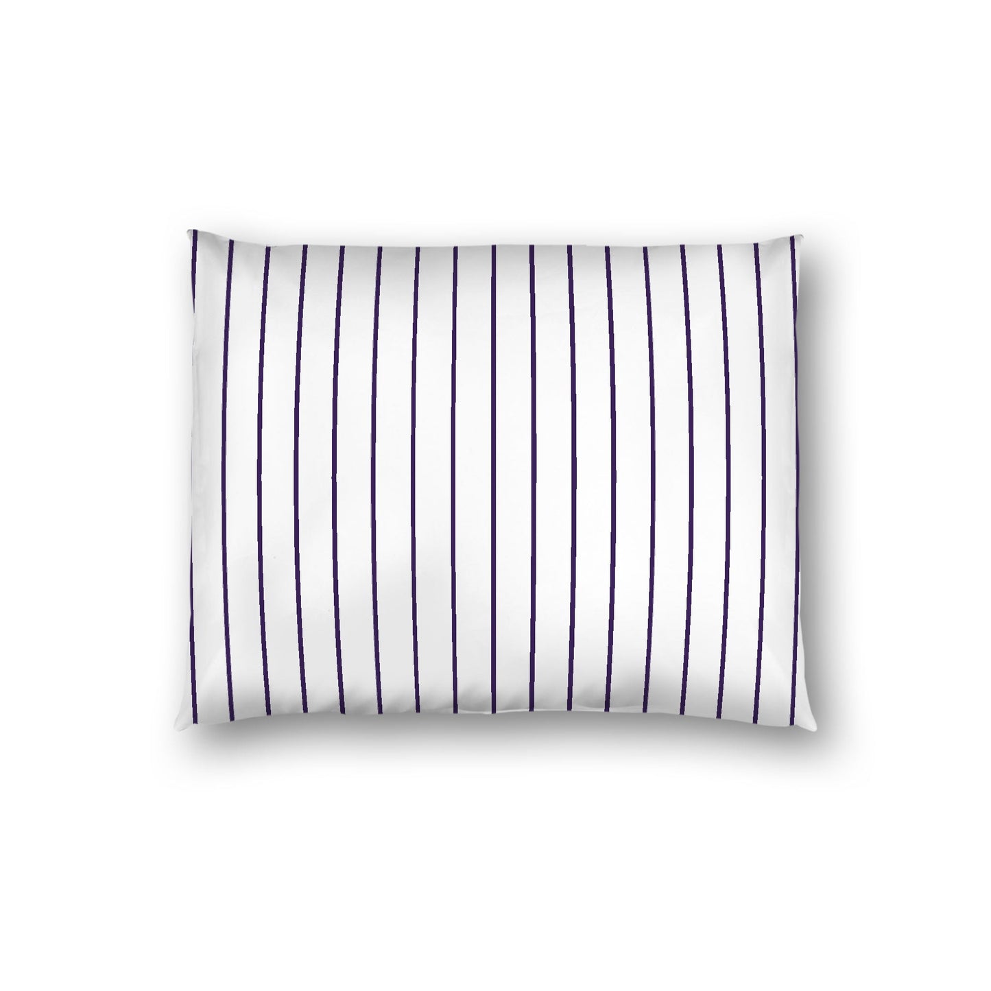 Off-white Cotton Sateen Sham, Purple Stripes on Front, White Reverse Side, Standard - 20 x 26 inches