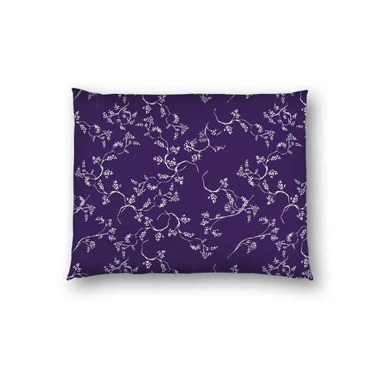 Purple Cotton Sateen Pillow Sham, Off-white Vine Print on Front, White Reverse Side, Standard - 20 x 26 inches