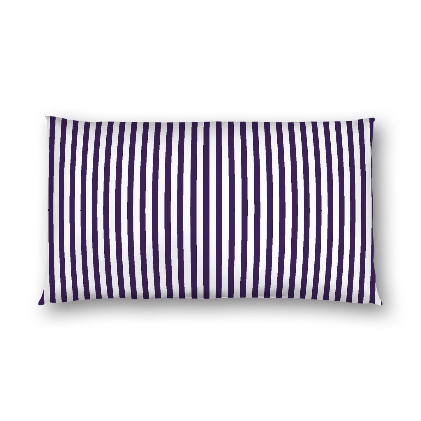 Off-white Cotton Sateen Sham, Thin Purple Bars on Front, White Reverse Side, King - 20 x 36 inches