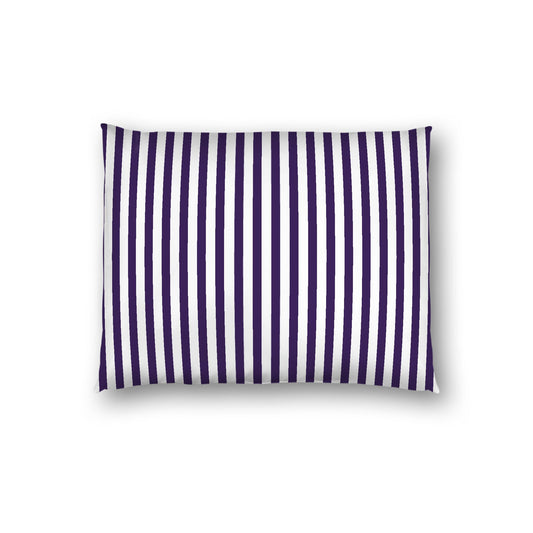 Off-white Cotton Sateen Sham, Thin Purple Bars on Front, White Reverse Side, Standard - 20 x 26 inches
