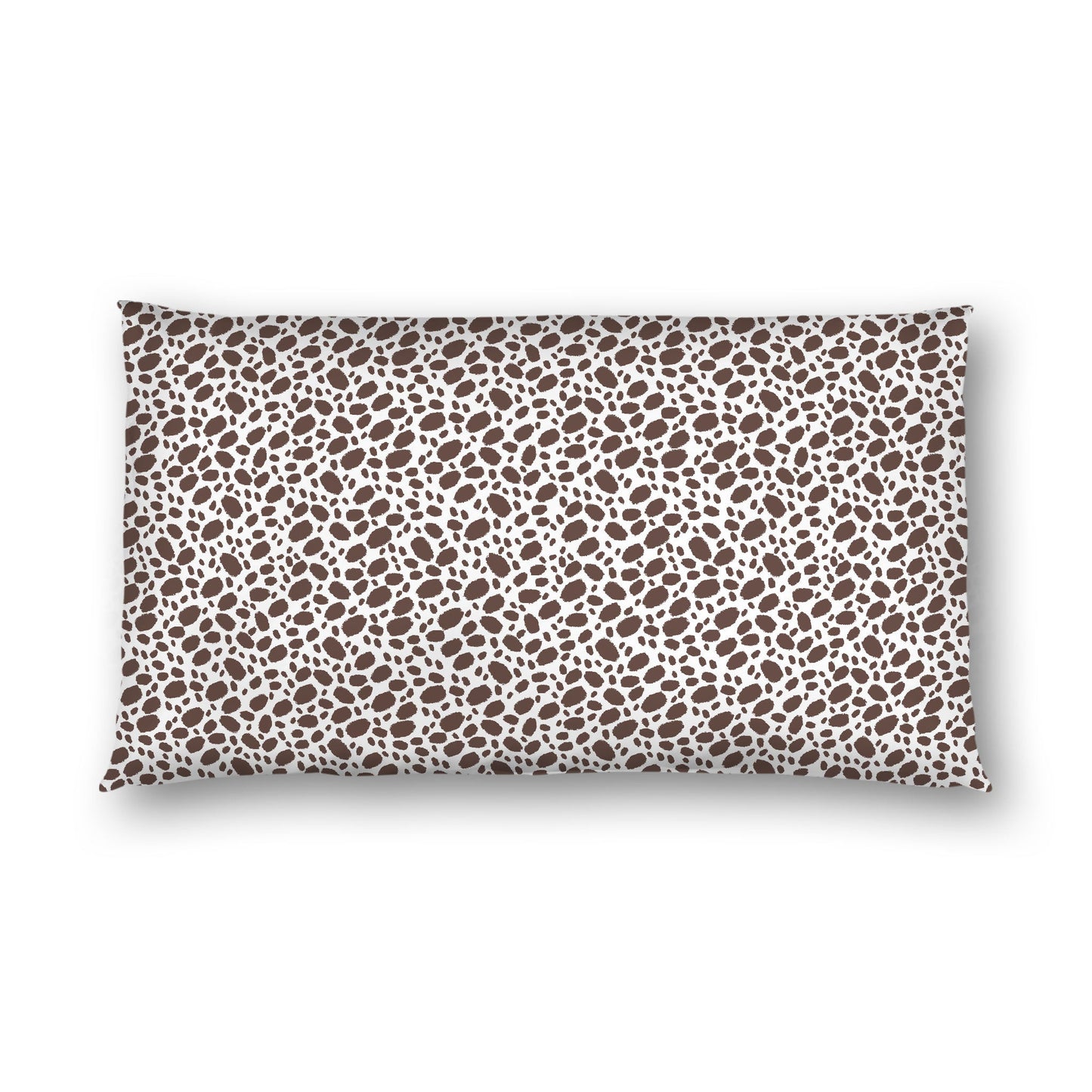 Off-white Cotton Sateen Pillow Sham, Brown Hand-painted Dab Motif Print, Off-white Revese Side, King - 20 x 36 inches
