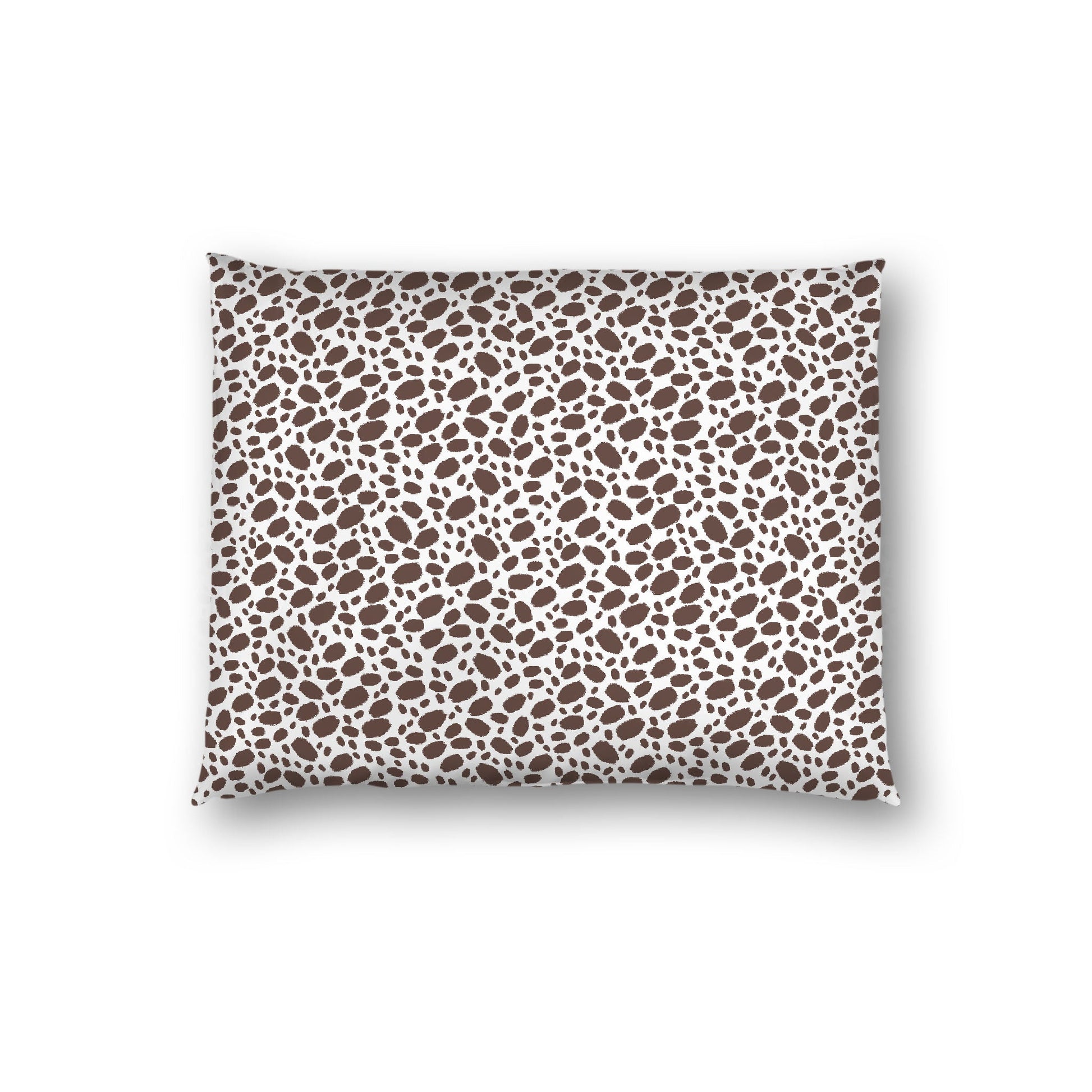 Off-white Cotton Sateen Pillow Sham, Brown Hand-painted Dab Motif Print, Off-white Revese Side, Standard - 20 x 26 inches