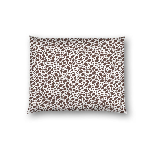 Off-white Cotton Sateen Pillow Sham, Brown Hand-painted Dab Motif Print, Off-white Revese Side, Standard - 20 x 26 inches