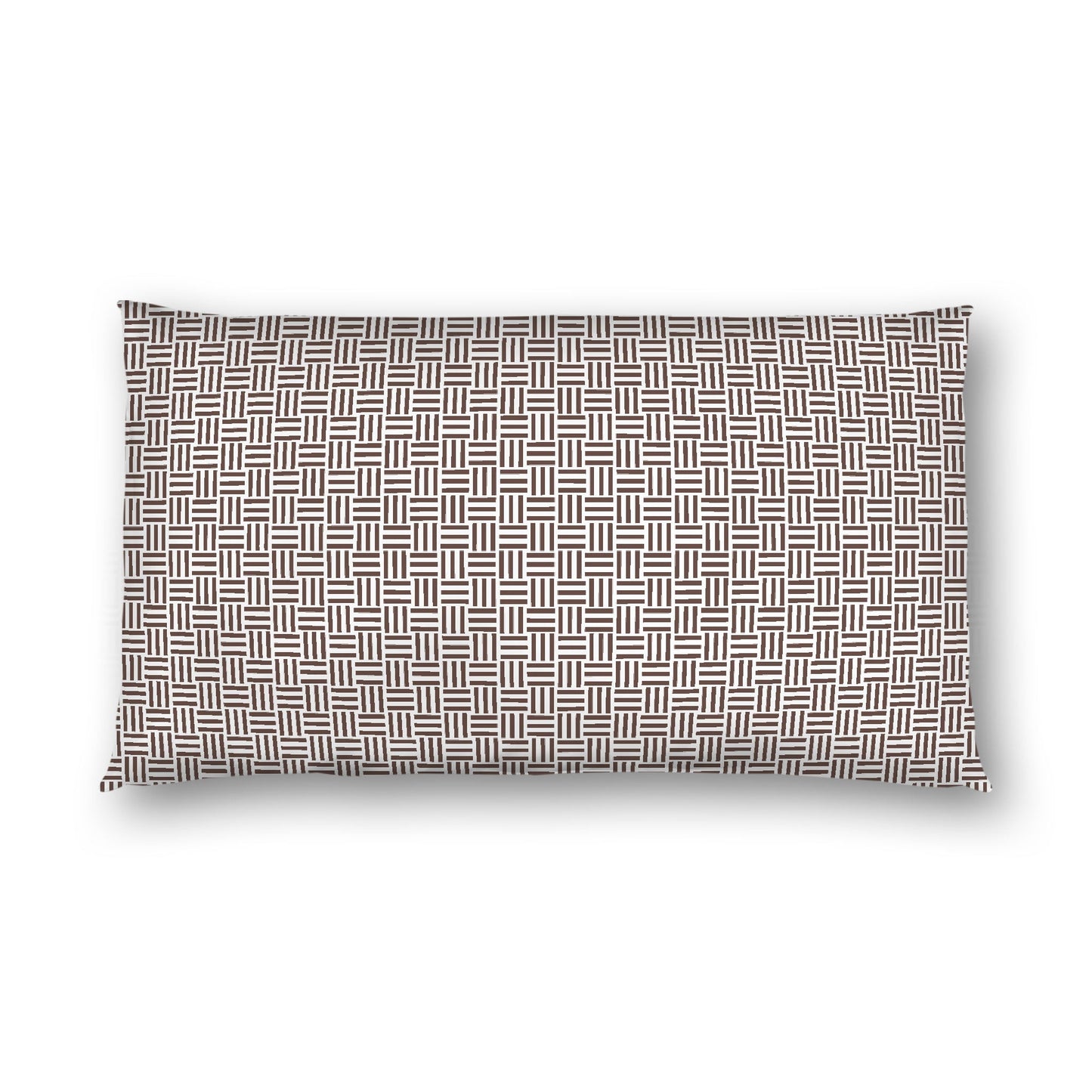 Off-white Cotton Sateen Pillow Sham, Brown Single Weave Motif Print, White Reverse Side, King - 20 x 36 inches