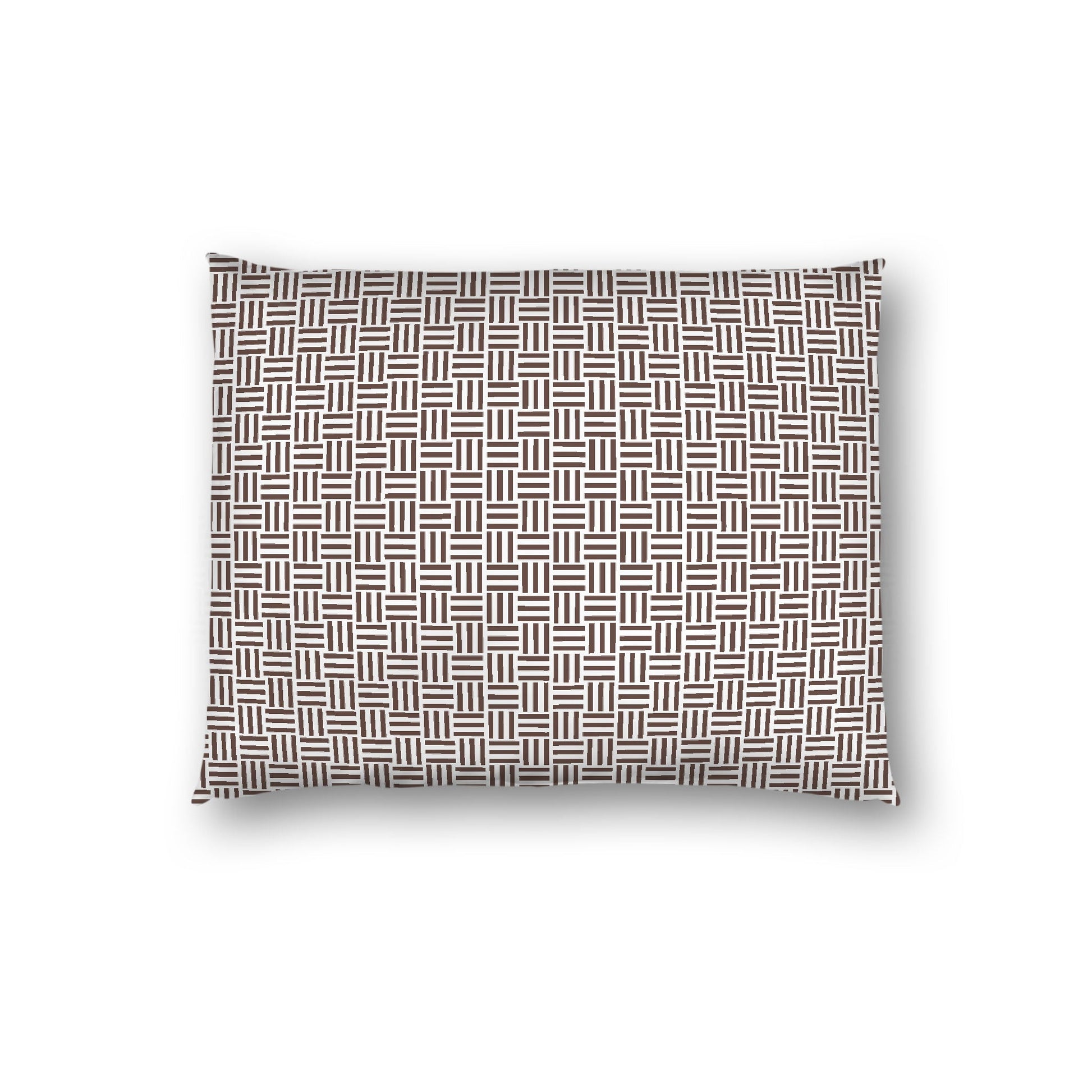 Off-white Cotton Sateen Pillow Sham, Brown Single Weave Motif Print, White Reverse Side, Standard - 20 x 26 inches